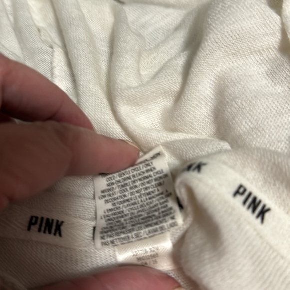 PINK Hoodie White Knit Open Back Gold Graphics - Picture 12 of 12
